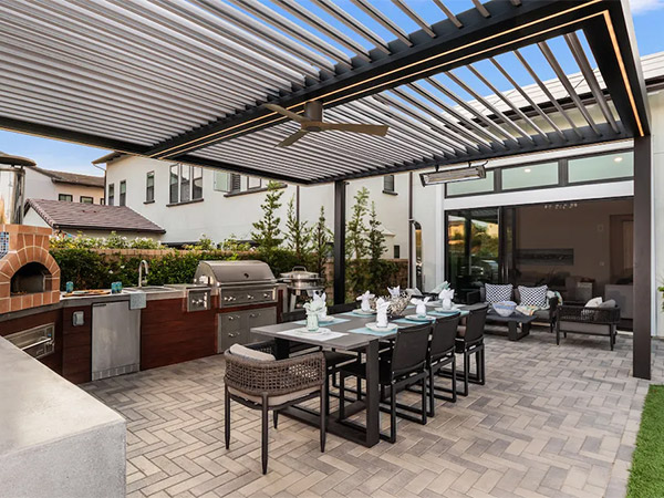 Motorized Louvered Pergolas for Adjustable Light and Comfort